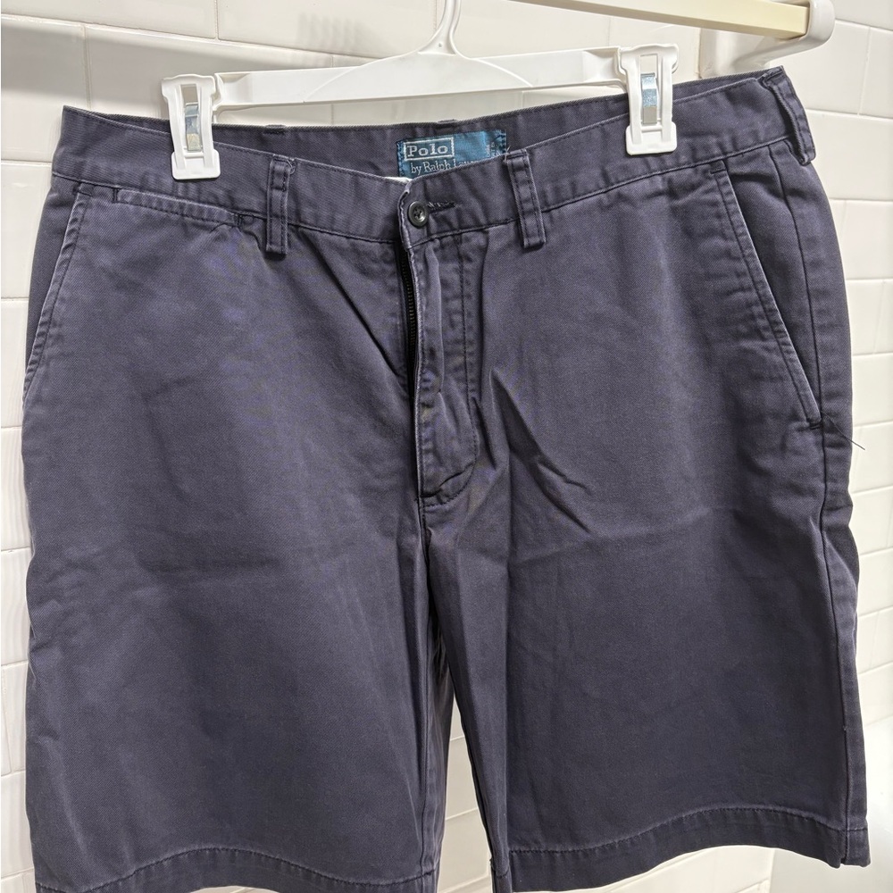 Ralph Lauren Blue Flat Front Shorts Casual Style